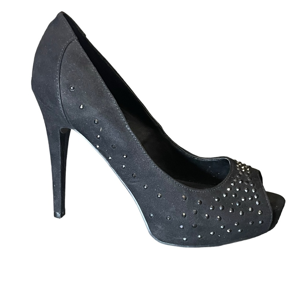 Marc Fisher Black Studded Pumps Faux Suede Stiletto Heel Size 8